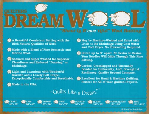 Quilters Dream Wool Vlies - King Size  - 122" x 122" (3,09m x 3,09m)