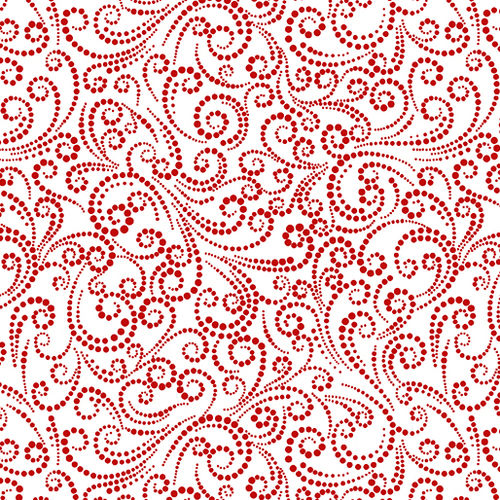 Deer Festival - Dotted Scroll White / Red