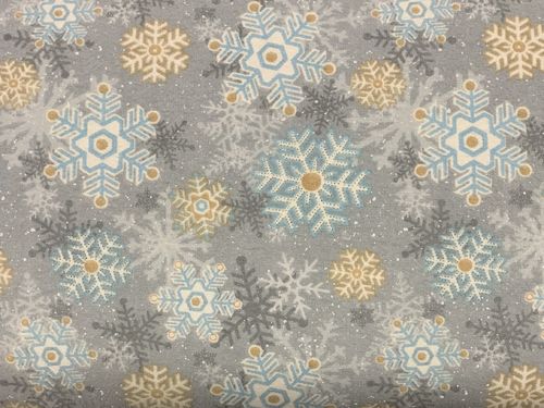 Flanell - I still love snow - Snowflakes Gray