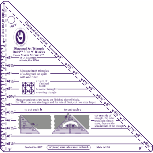Diagonal Set Triangle Ruler - Cut-n-Flip - Small (3-9 inch)