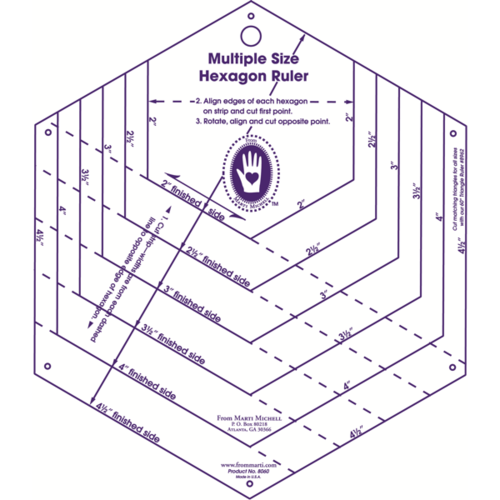 Hexagon Ruler - 6 Größen - 2 bis 4,5 inch