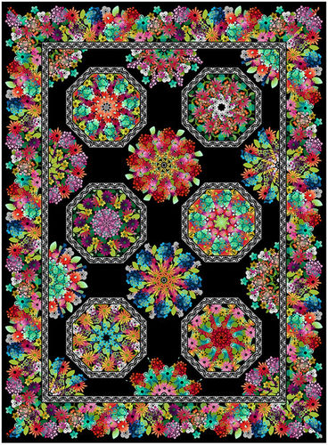 Materialpackung für den A Groovy Garden One-Fabric Kaleidoscope Quilt - Multicolor