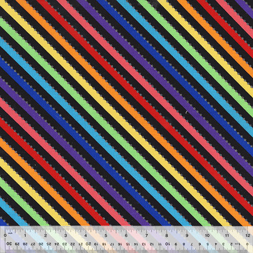 BeColourful Magic Bias Stripe - Black Rainbow