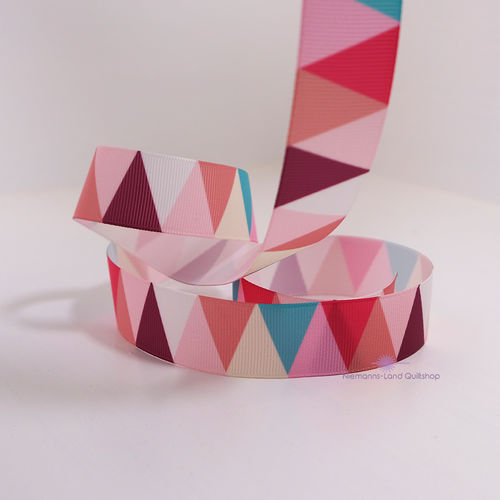 Webband 25mm - Dreiecke pink