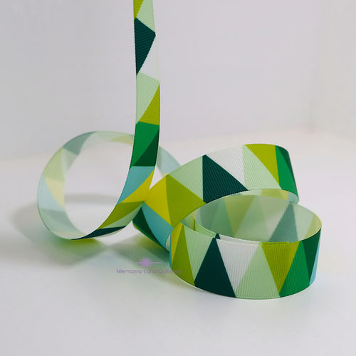 Webband 25mm - Dreiecke grün