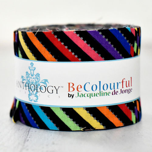 2,5" Streifen Rolle - Be Colourful - Magic Bias Stripe Black Rainbow